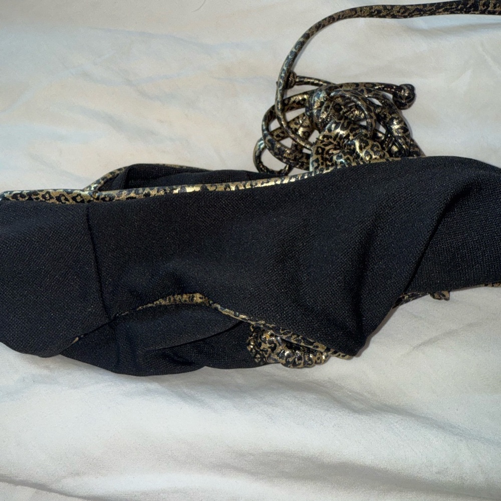 ZAFUL Convertible Glossy Coated Snakeskin Leopard String Bikini Golden size s - Picture 9 of 9